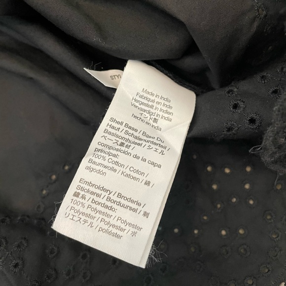 J Crew Jolie Top Size XL in Eyelet Cotton Poplin Black - Picture 10 of 11